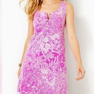Brand New Lilly Pulitzer Lela Henley Tank Dress in Wild Fuchsia Swipe Right, XL